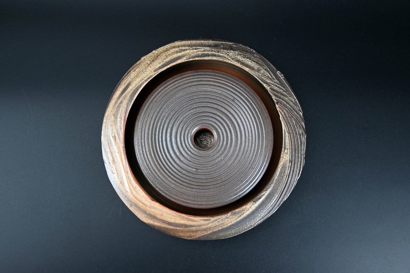 柴燒兩件式茶盤 日式茶盤 壺承【臻麟陶藝】 - 茶壺/茶杯/茶具 - 陶 