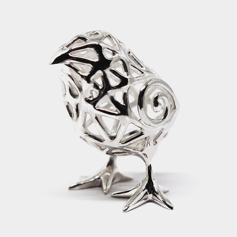 SV925 Chick ornament【Pio by Parakee】小雞家飾 -銀- - ของวางตกแต่ง - โลหะ สีเงิน