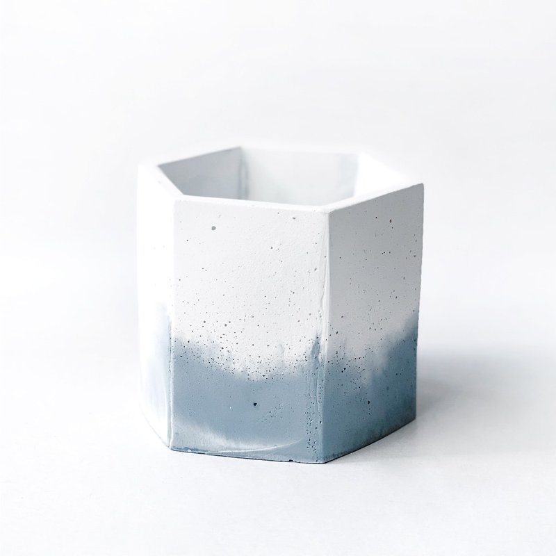 (Pre-Order) Morandi Blue Series | Hexagonal two-color gradient Cement basin can be used with the same color chassis - Pottery & Ceramics - Cement Blue