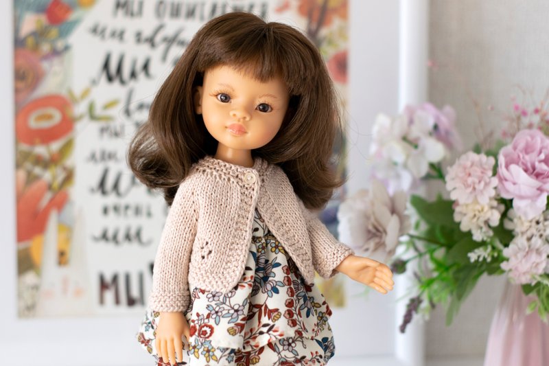Knitted cardigan for doll Paola Reina, Siblies, Corolle, Little Darling, 娃娃衣服 - 公仔/玩偶 - 棉．麻 透明