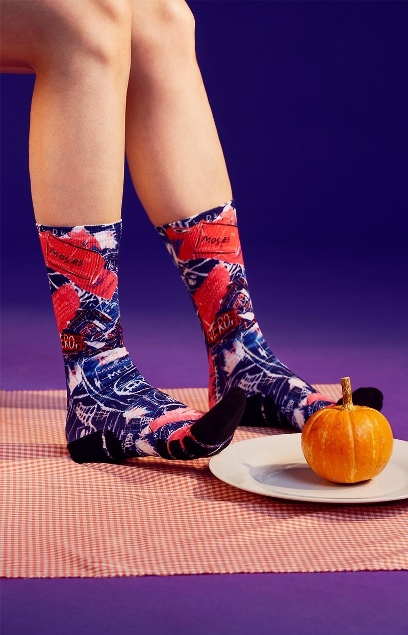 LIFEBEAT x SABRINA HSIEH printed sports socks - ถุงเท้า - เส้นใยสังเคราะห์ สึชมพู