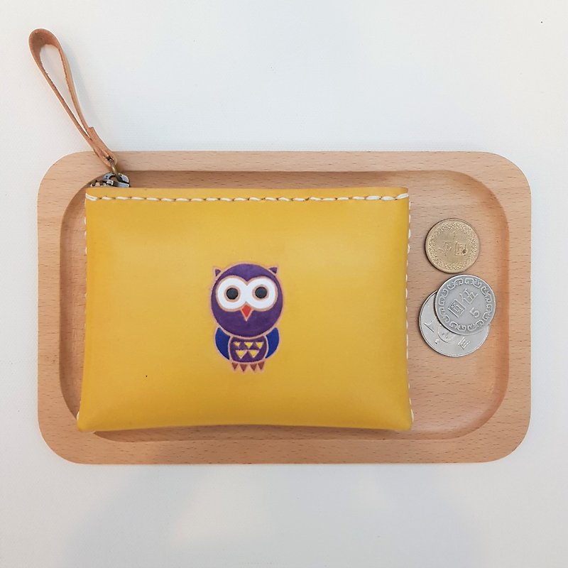 Coin purse_pure cowhide_animal_can play English names - Coin Purses - Genuine Leather Yellow