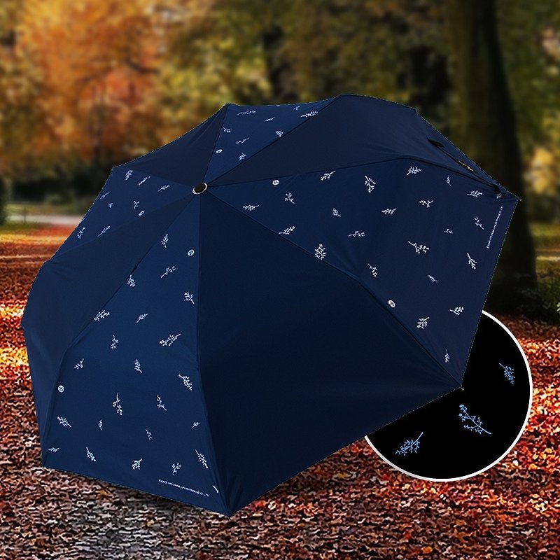 Ssangyong Small Floral Sunscreen Automatic Umbrella Vinyl Automatic Opening and Closing Umbrella (Navy Blue) - ร่ม - วัสดุกันนำ้ สีน้ำเงิน