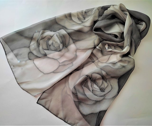 100% Pure Silk Scarf Woman's Scarves Shawl Wrap Hand Painted Silk Scarf