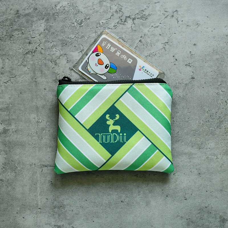 [Tonglu] Tongxiaolu image concept coin bag_interlaced lines (spring green) - กระเป๋าใส่เหรียญ - เส้นใยสังเคราะห์ สีเขียว