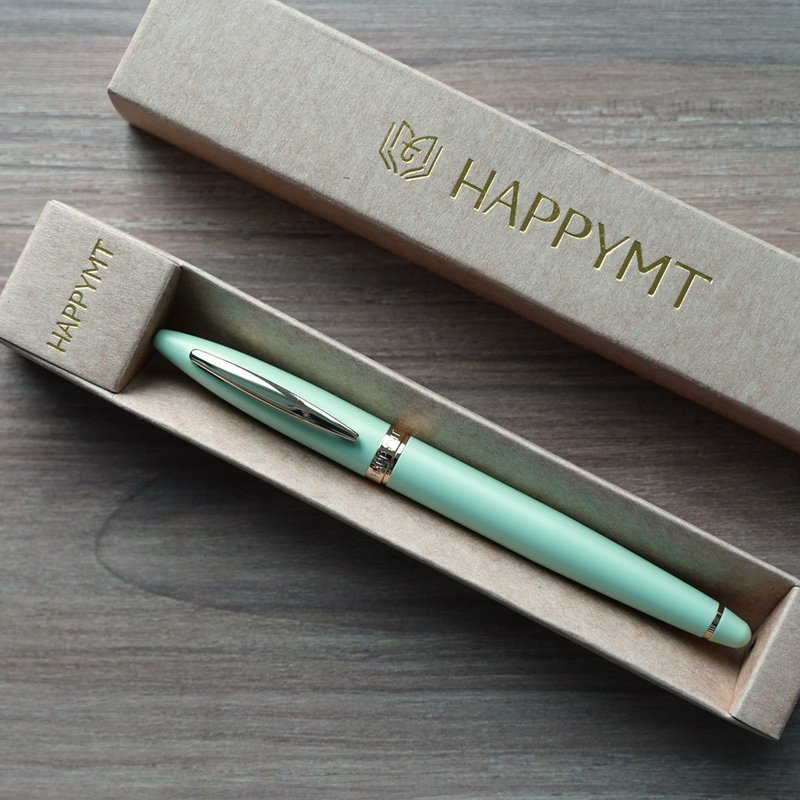 (免費客製化刻字)HAPPYMT開心鋼珠筆-裏柳金夾 - 鋼珠筆 - 銅/黃銅 綠色