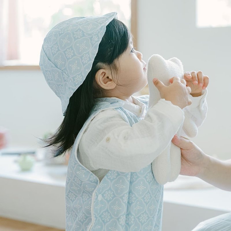 花瓣帽-幼兒/玻璃海棠/薄霧藍 - 嬰兒帽子/髮帶 - 棉．麻 藍色