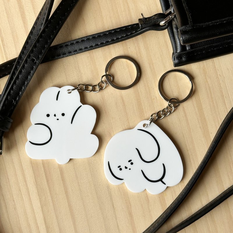 White Acrylic bunny keychain - พวงกุญแจ - อะคริลิค ขาว