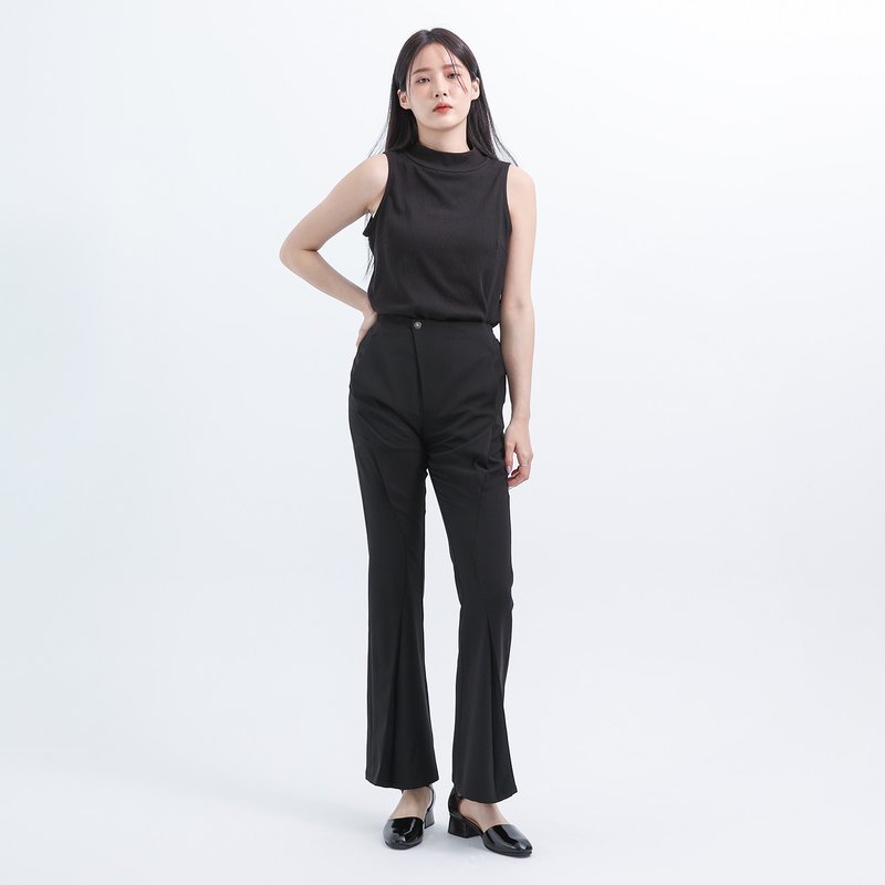 Manwu_漫舞造型喇叭褲_22SF203_黑 - 女上衣/長袖上衣 - 聚酯纖維 黑色