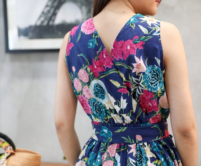 blue and white beach dress