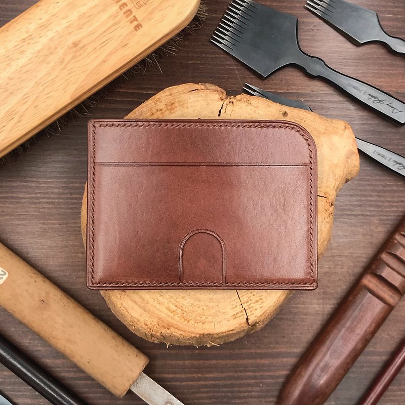 【Card Holder】Brown Tochigi | Mini Wallet | Handmade Leather in Hong Kong - Card Holders & Cases - Genuine Leather Brown