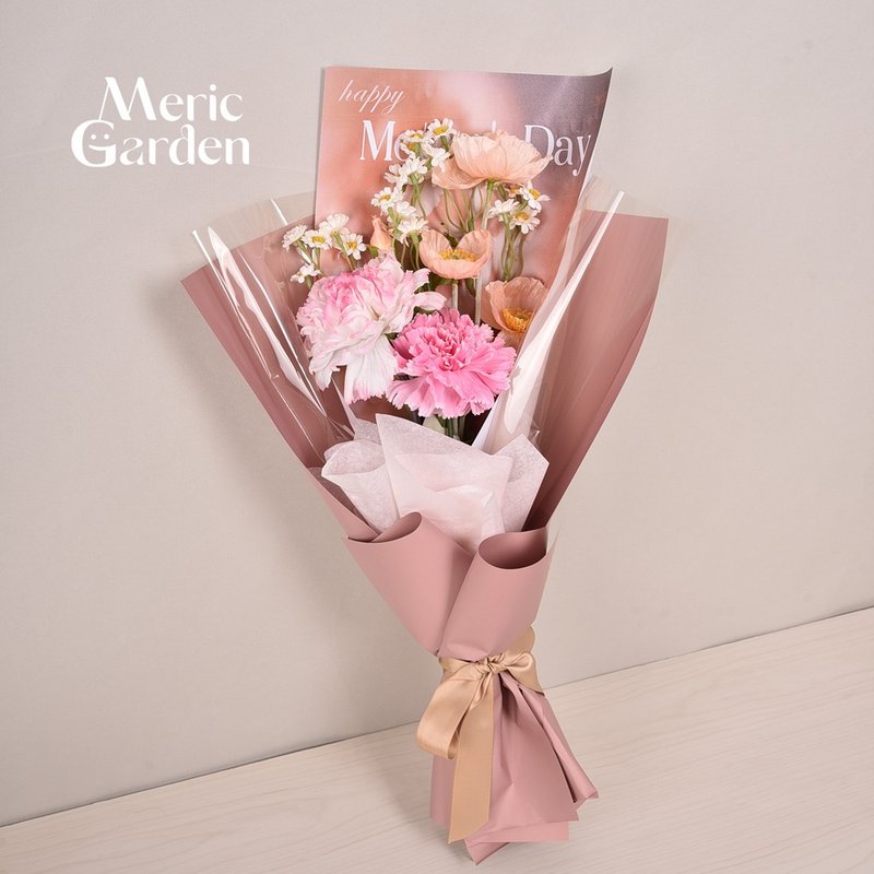 仿真粉橘馨語 康乃馨花藝花束 Meric Garden - 乾燥花/永生花 - 其他人造纖維 粉紅色
