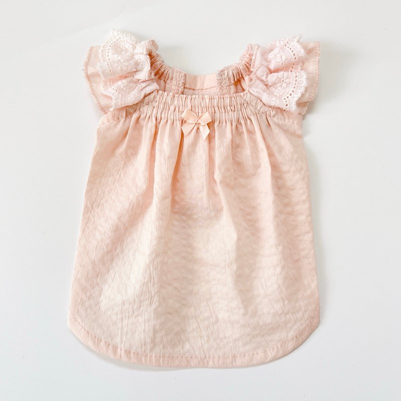 Dog Wear・Lace Ruffle Camisole - Shell Pink - ชุดสัตว์เลี้ยง - ผ้าฝ้าย/ผ้าลินิน สึชมพู