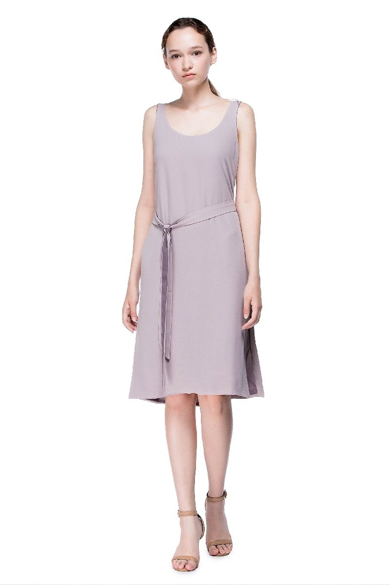 Clouds Slip Dress with Plunging Neckline - Skirts - Polyester Gray