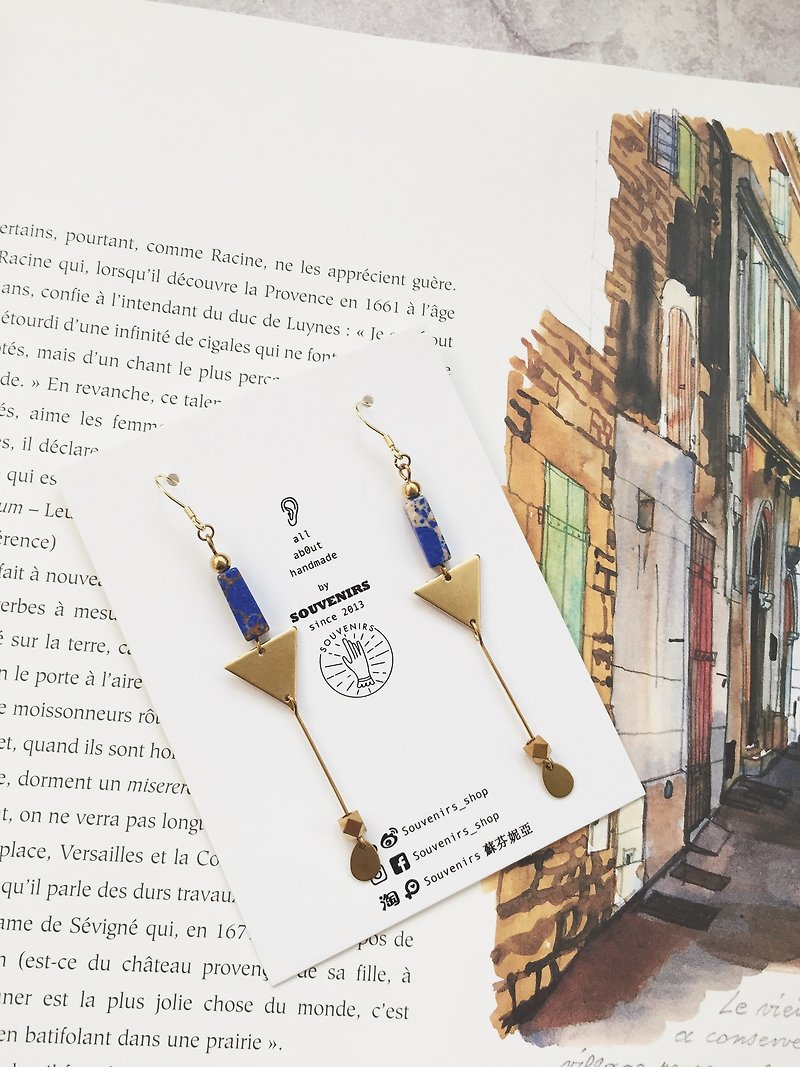 | Souvenirs | original natural stone Bronze slender and elegant temperament gold-plated earrings 925 - Earrings & Clip-ons - Copper & Brass Multicolor
