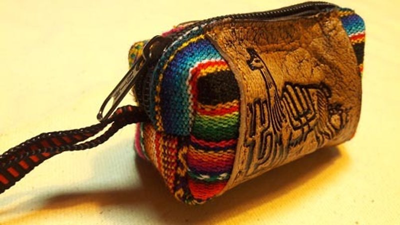 Perspective mosaic block Peru leather glove change colorful weave Bag - Black - กระเป๋าสตางค์ - วัสดุอื่นๆ หลากหลายสี