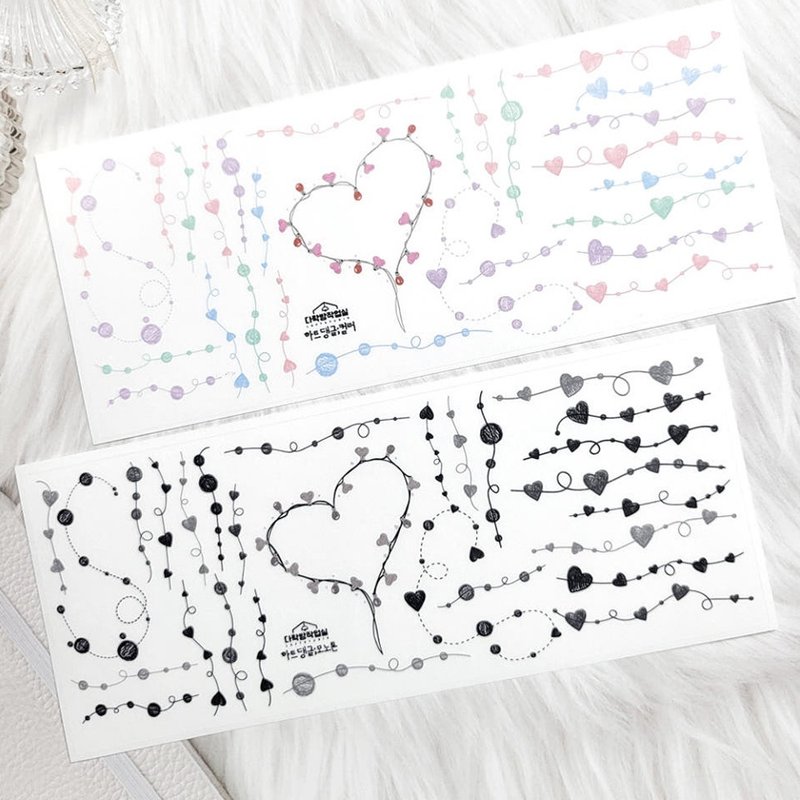 :Heart drop (Black/Color): Matte Transparent sticker - 貼紙 - 其他材質 