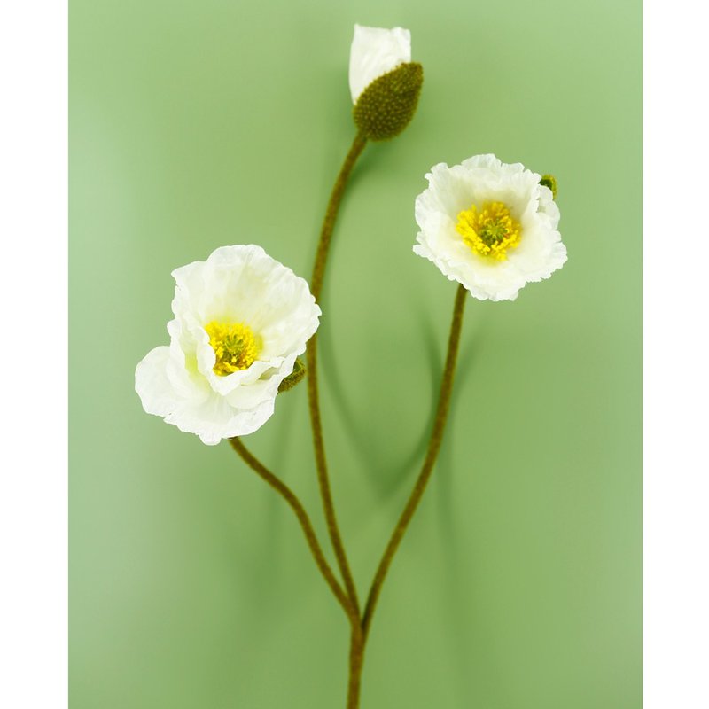 Large poppies artificial flowers (white) / artificial flowers / poppies / arrangement / never fade - ตกแต่งต้นไม้ - วัสดุอื่นๆ 