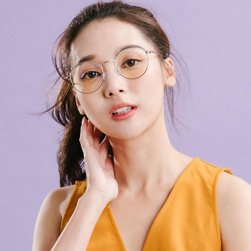The silver waves of the moon cover│Lightweight Classic Craftsman Silver Round Thin Frame Optical Memory Temple UV400 Blue Light Filter Glasses - กรอบแว่นตา - โลหะ สีเงิน