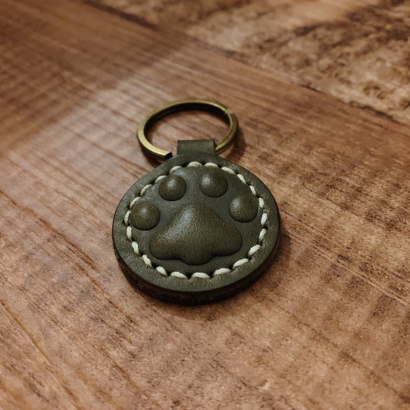 [Customized] Mini Cat Paw Meat Ball Customized Gift Engraved Birthday Gift Gift Valentine's Day - Keychains - Genuine Leather Green