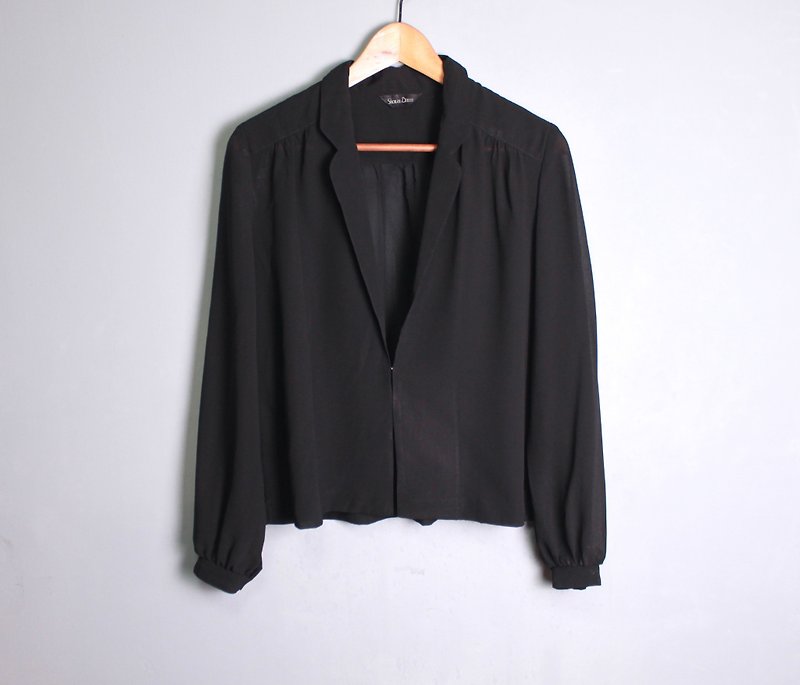 FOAK vintage classic black suit chiffon blouse - Women's Casual & Functional Jackets - Other Materials 