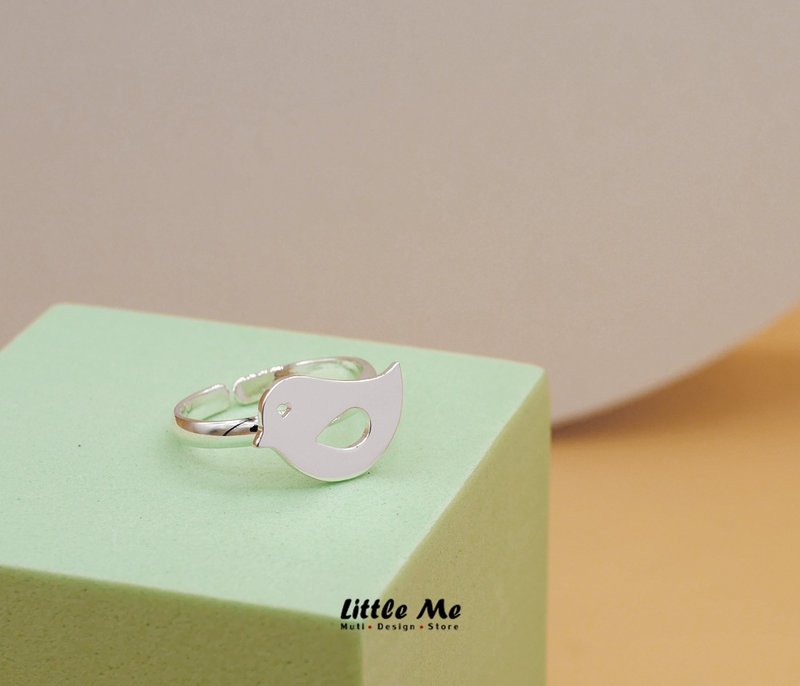 Handmade Little Bird Ring - silver plated on brass, Animal Jewelry,birthday - 戒指 - 其他金屬 銀色