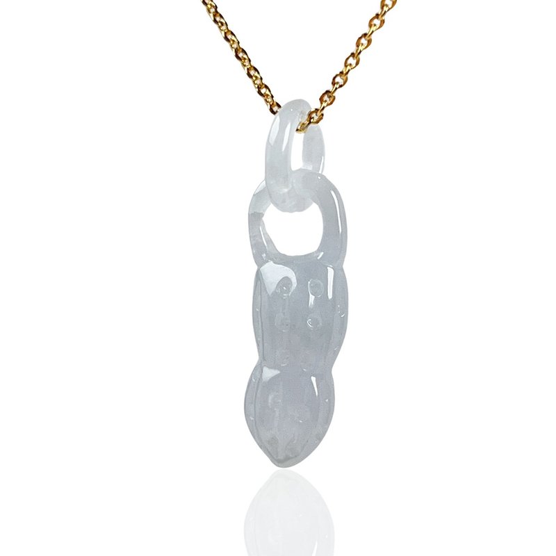 [Good Things Peanuts] Ice Jade Peanut Necklace | Natural Burmese Jade Jade A Grade | Gift - Necklaces - Jade White