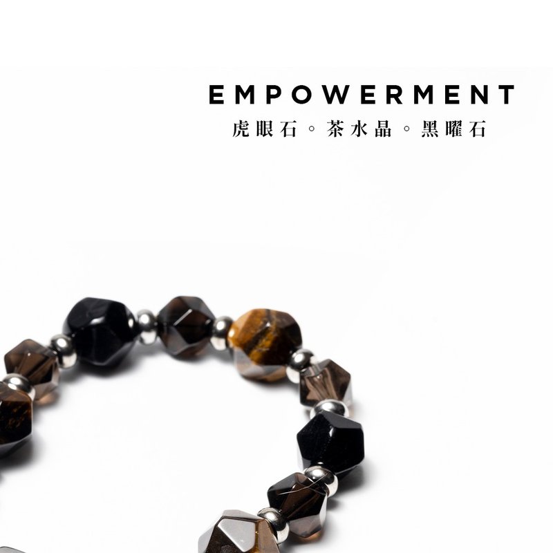【Montagne】Empowerment | 虎眼石。茶水晶。黑曜石 | 編織款 - 手鍊/手環 - 其他材質 