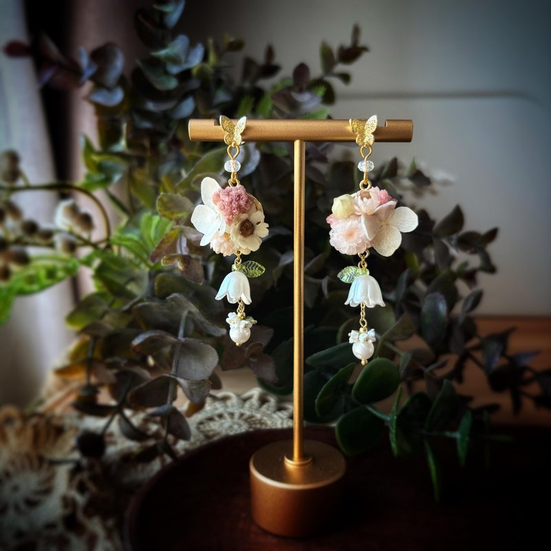 My Garden collection 長耳環 - 耳環/耳夾/耳骨夾 - 植物．花 粉紅色