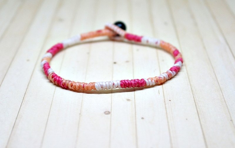 Hand-knitted silk Wax thread X natural stone_Mi Tuan//You can choose your own color// - Bracelets - Wax Pink