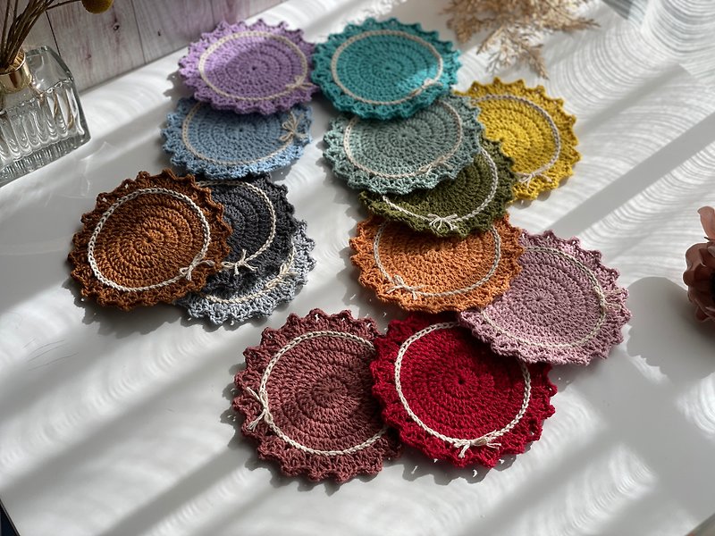 Handwoven lace coaster - Coasters - Cotton & Hemp Multicolor