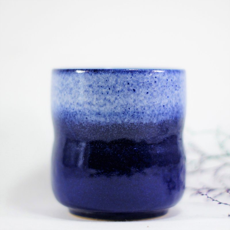 藍白腰身握杯,茶杯,水杯-容量約250ml - 咖啡杯 - 陶 藍色
