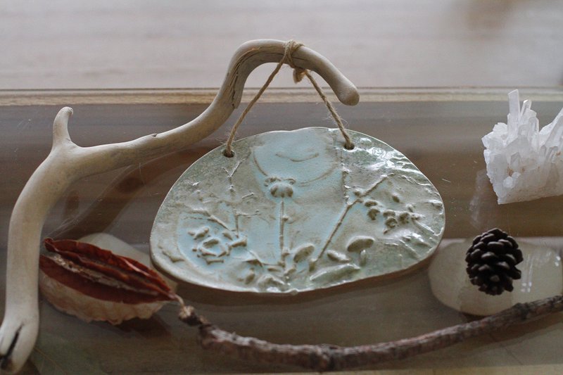 純手捏花園景緻陶瓷吊飾 - 擺飾/家飾品 - 陶 綠色