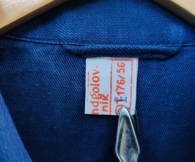 Vintage 70s French Indigo blue bleu de Cotton Twill Work Jacket