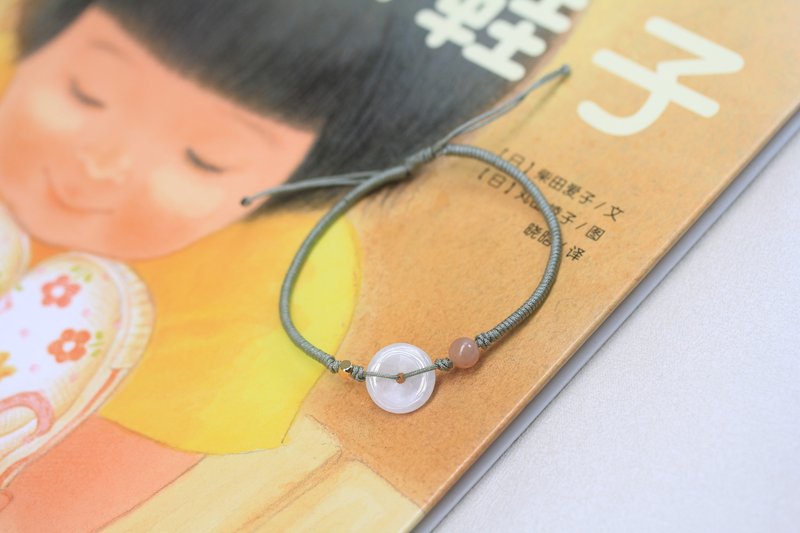 [Peace buckle] bracelet/natural jade pendant/meaning peace and safety/health and longevity bracelet - Bracelets - Jade White