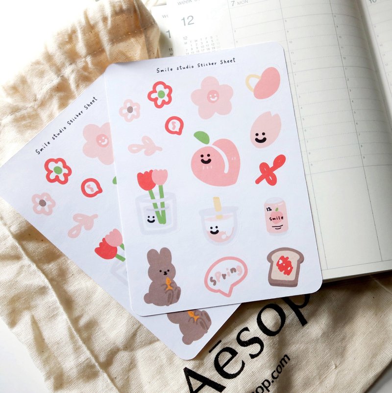 Smile Spring Sticker Sheet - สติกเกอร์ - กระดาษ 