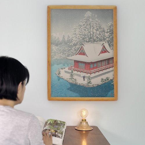 美術品 版画 色紙『HG1975-088 木版画色紙 墨富士 林間の富士』｜【公式