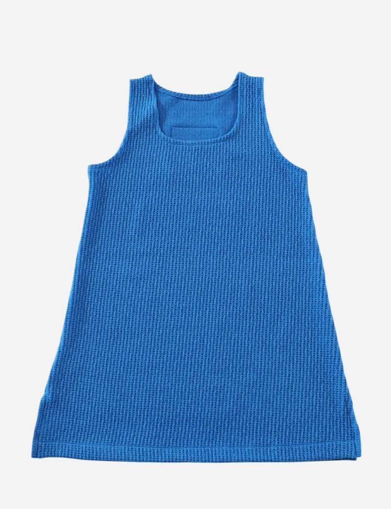 MUGU Long Knit Vest - 包屁衣/連身衣 - 其他材質 藍色