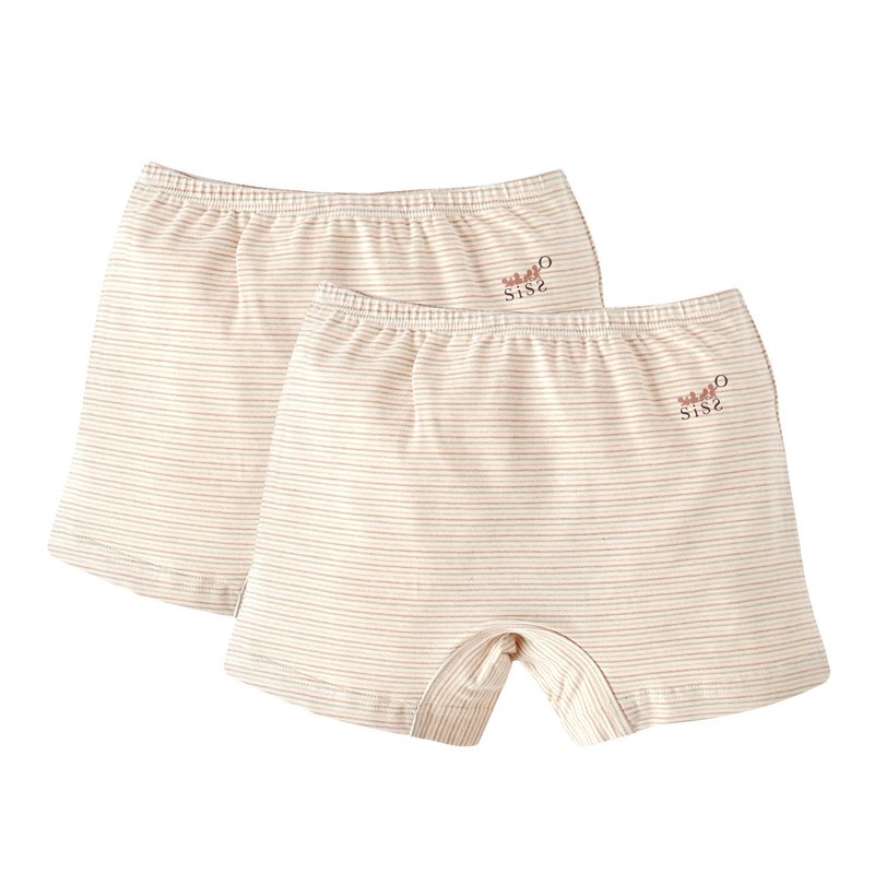 【SISSO有機棉】彩棉居家小短褲(彩條) L XL - 男/女童長褲/短褲 - 棉．麻 咖啡色