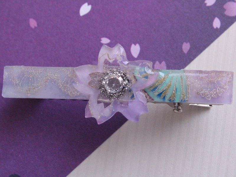 hand painted purple sakura hair clip - เครื่องประดับผม - พลาสติก สีม่วง