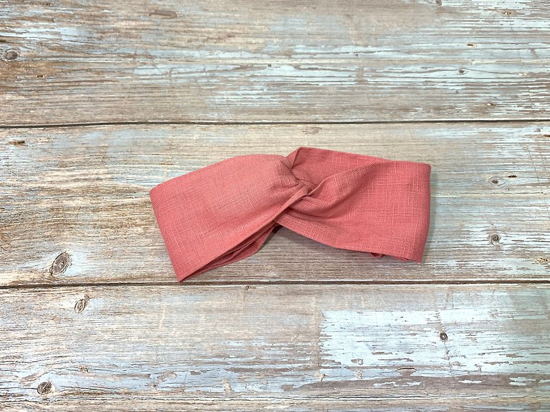 Cross headband/plain style/salmon red - Headbands - Cotton & Hemp Pink