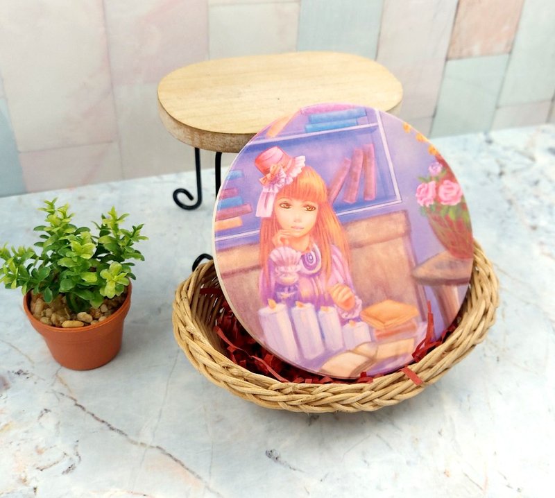 Lolita Girl-Ceramic Water Coaster - ที่รองแก้ว - เครื่องลายคราม 