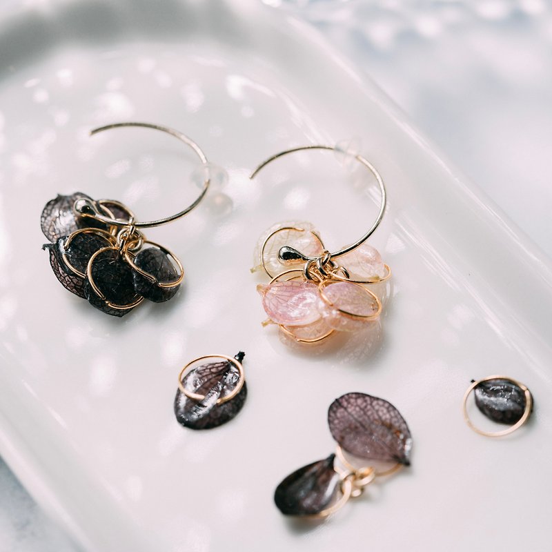Handmade real flower earrings / tired. Dried Flower Earrings Hydrangea Gift Ear Stitch Clip-On