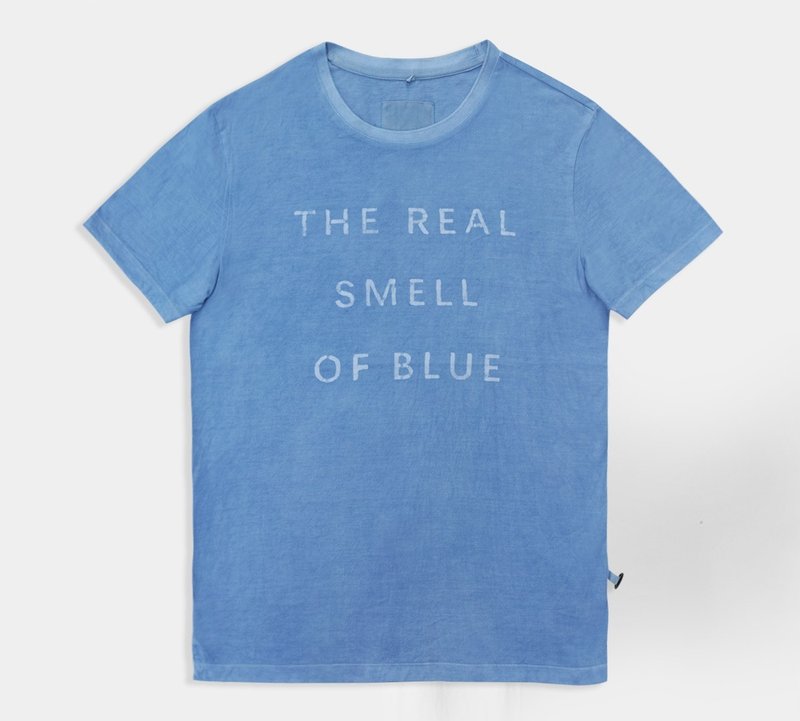 THE.REAL.BLUE 植物藍染 復古indigo 手繪蠟染 圓領短袖 T恤 - 男 T 恤 - 棉．麻 藍色