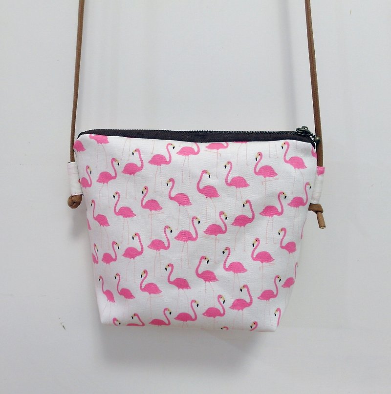 Red-crowned crane friends ◎ travel bag ◎ MIX - Messenger Bags & Sling Bags - Cotton & Hemp Pink