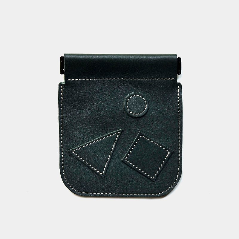 [Mathematician's Tips] Vegetable tanned cowhide coin purse green leather spring clip opening lettering gift - กระเป๋าใส่เหรียญ - หนังแท้ สีเขียว