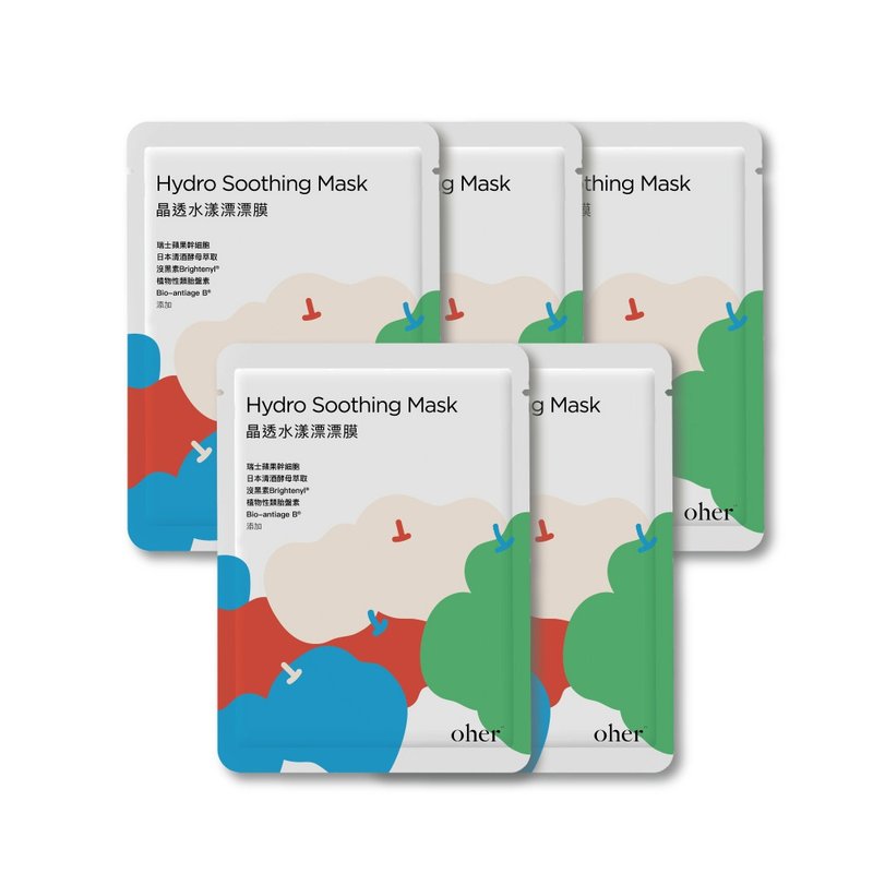 Oher 晶透水漾漂漂膜5片 Hydro Soothing Mask - 面膜/凍膜/泥膜 - 其他材質 藍色