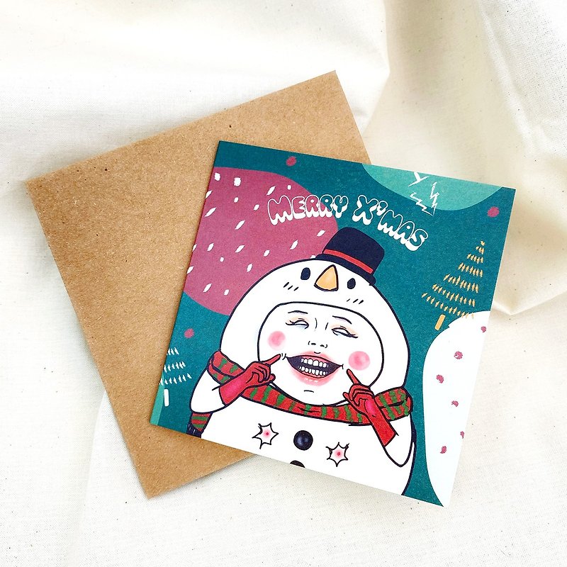 Christmas card snowman egg treasure