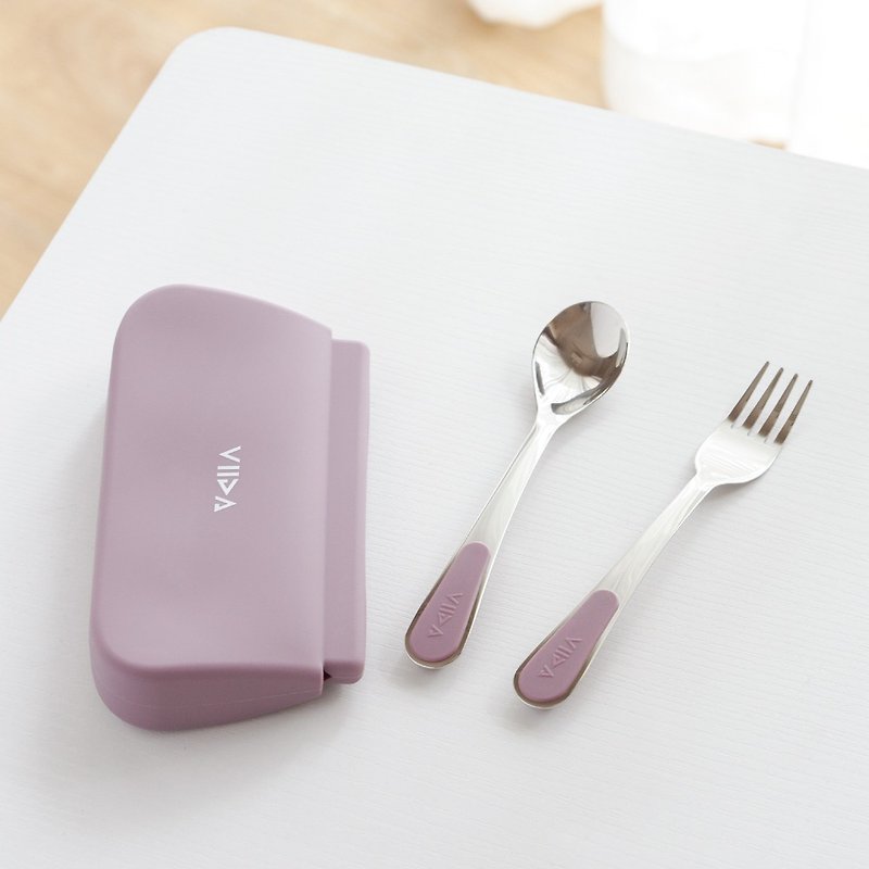 (三件組) Culi 湯匙+Toli 餐叉+ 收納袋 (L) - 餐具/刀叉湯匙 - 不鏽鋼 紫色