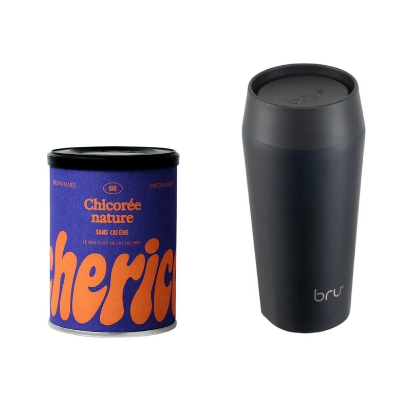 法國Cherico 天然菊苣咖啡 隨行組/包含一個bru陶瓷旅行保溫杯 - 咖啡/咖啡豆 - 新鮮食材 藍色